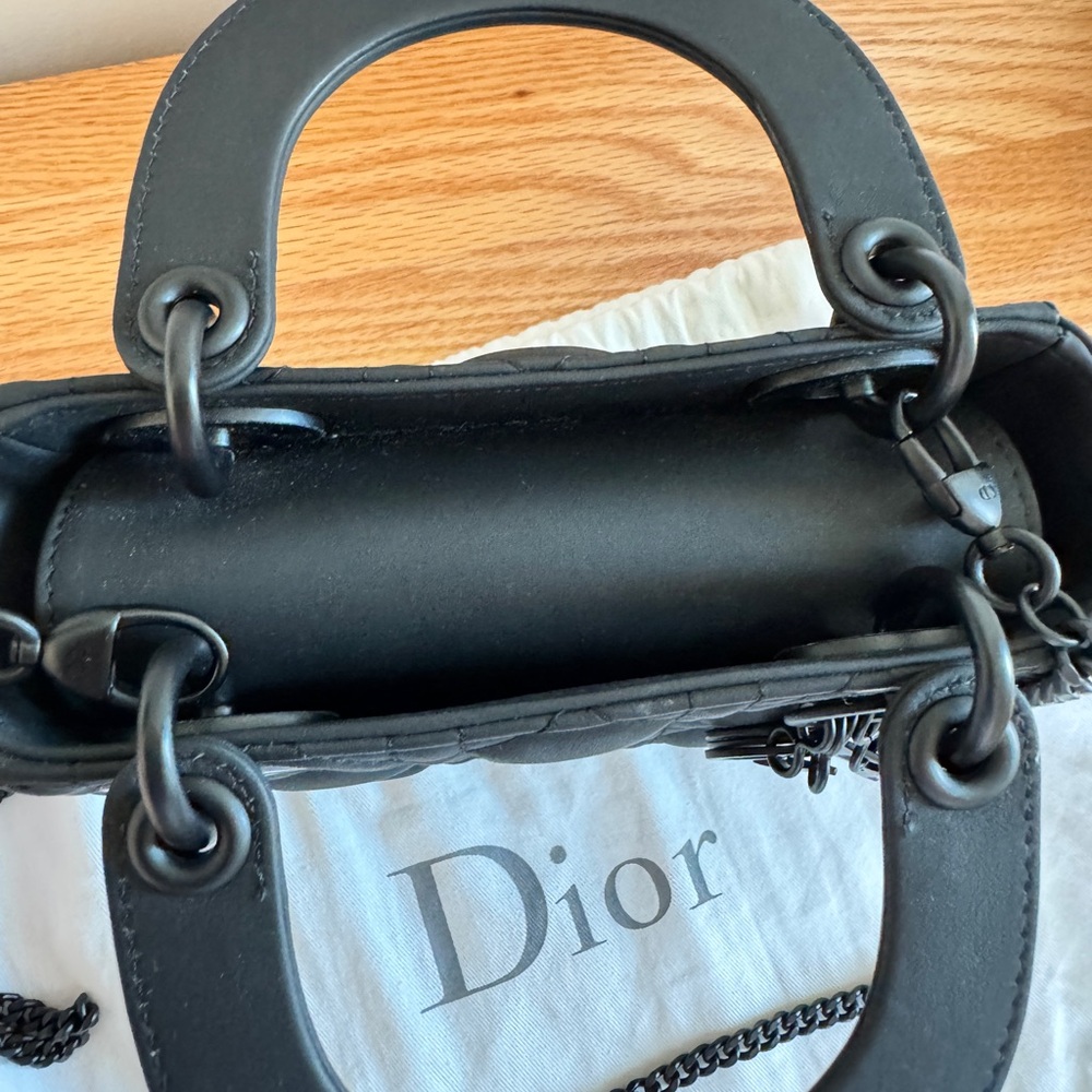Dior Matte Black Quilted Lady Dior Bag with Chain Strap - Picture 5 of 10